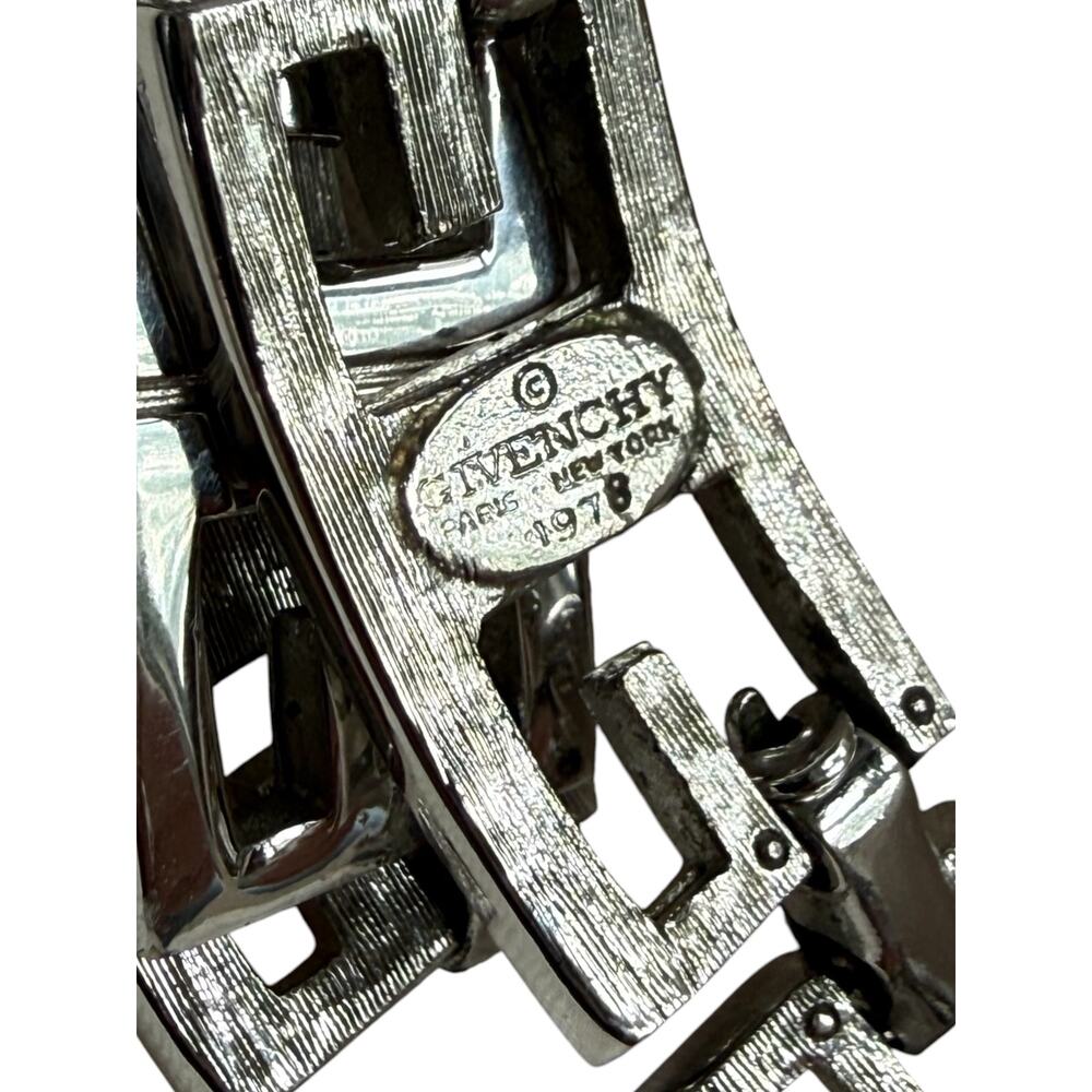 Vintage Givenchy 1978 Greek Key G Link Silver Plated Necklace Paris New York - Picture 3 of 8